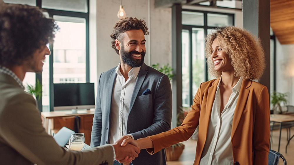 Mulher sendo recebida em seu processo de onboarding na empresa