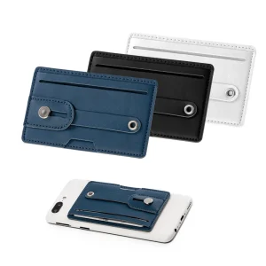 Conjunto de capas de celular em várias cores com suportes para cartões ideias de brindes para clientes
